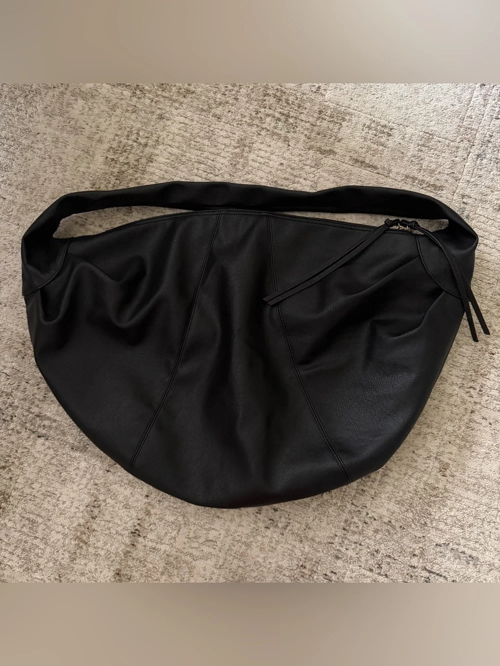 Free People Hobo Bag Black Leather Slouchy Shoulder Bag Boho